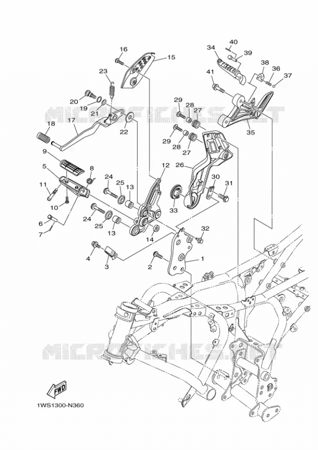 SUPPORT / REPOSE PIEDS 2 Yamaha MOTO 700 2014 MT07 ABS  MT07A