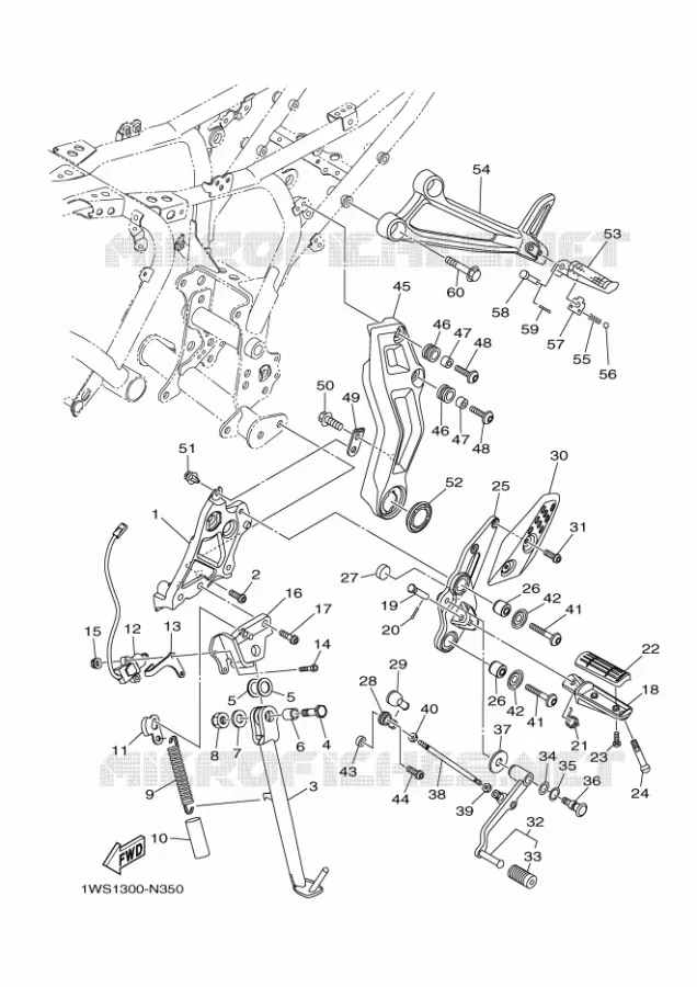 SUPPORT / REPOSE PIEDS Yamaha MOTO 700 2014 MT07 ABS  MT07A