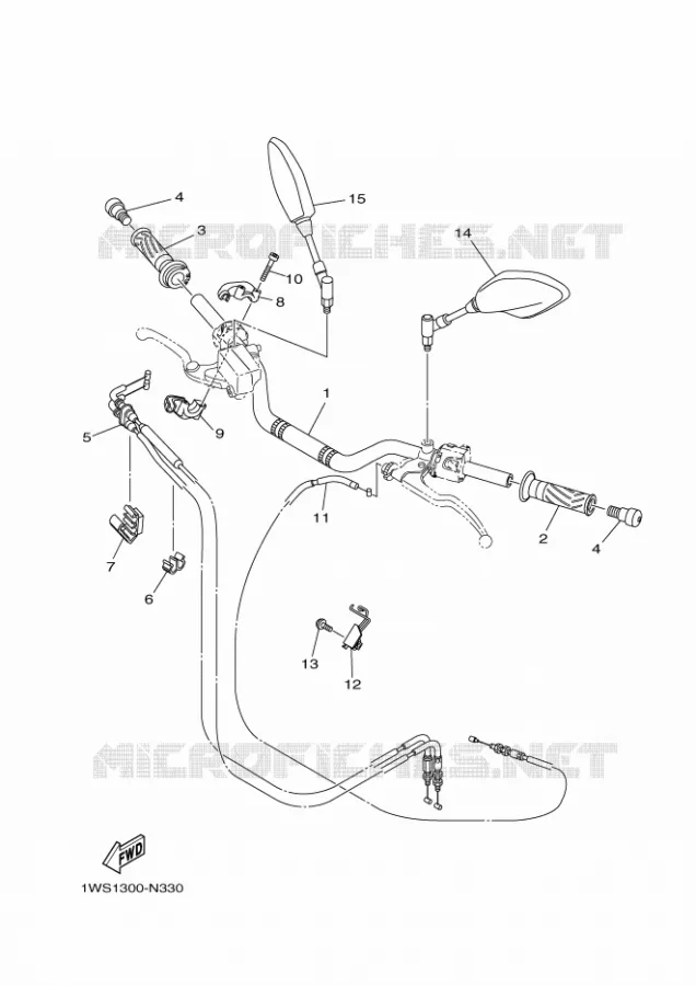 GUIDON ET CABLES Yamaha MOTO 700 2014 MT07 ABS  MT07A