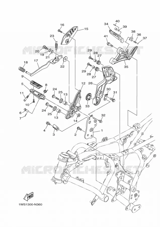 SUPPORT / REPOSE PIEDS 2 Yamaha MOTO 700 2014 MT07 ABS  MT07A