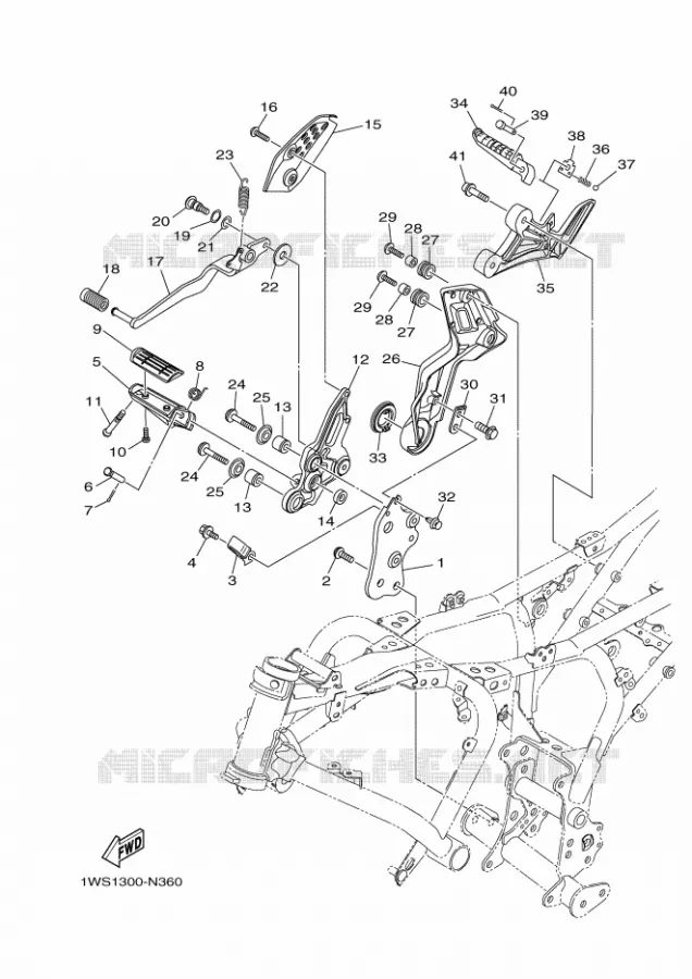 SUPPORT / REPOSE PIEDS 2 Yamaha MOTO 700 2014 MT07 ABS  MT07A