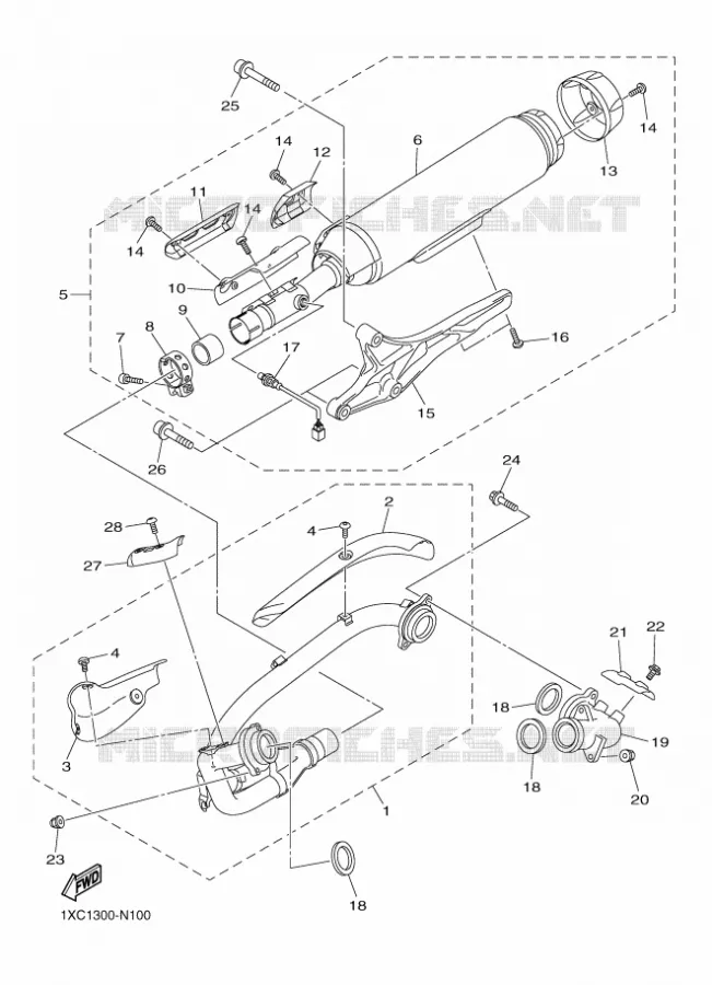 ECHAPPEMENT Yamaha MOTO 950 2014 BOLT  XVS950CUXV950