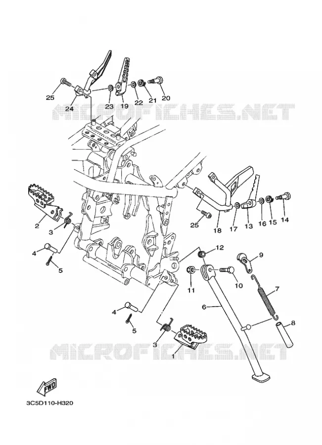 SUPPORT / REPOSE PIEDS Yamaha MOTO 250 2014 XT  XT250XT250E