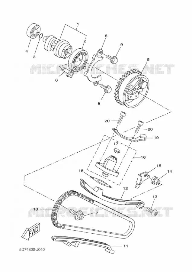 ARBRE A CAMES / CHAINE DE DISTRIBUTION Yamaha MOTO 125 2014 WR-R  WR125R