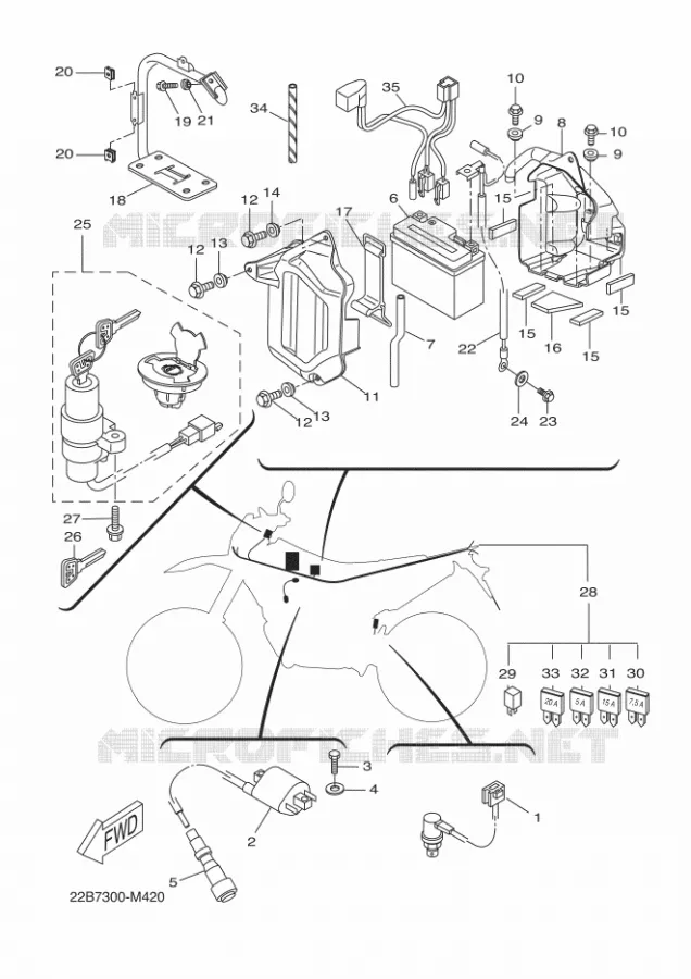 PARTIE ELECTRIQUE 1 Yamaha MOTO 125 2014 WR-R  WR125R