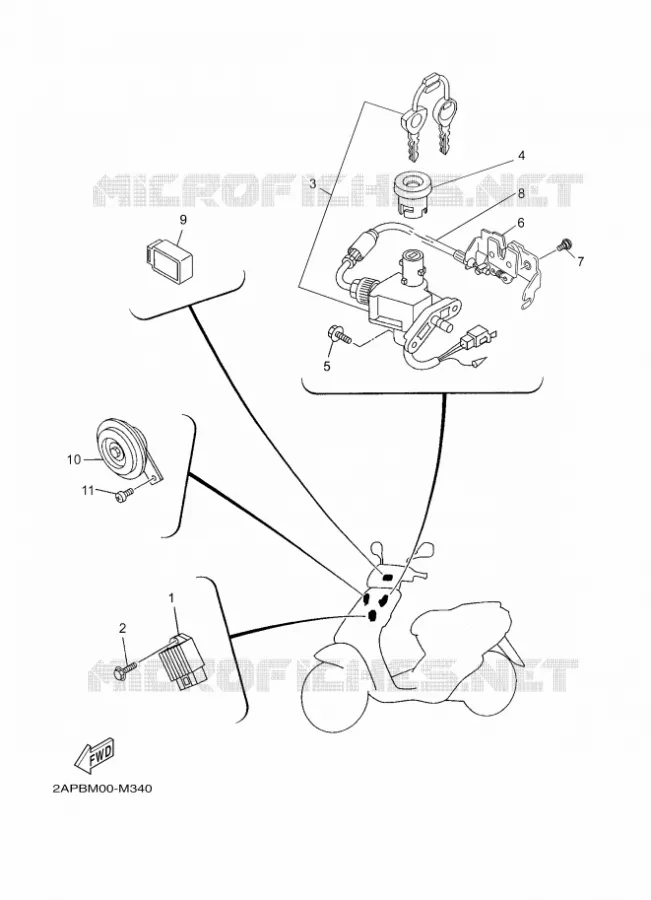 PARTIE ELECTRIQUE 1 Yamaha SCOOTER 50 2014 NEOS  YN50