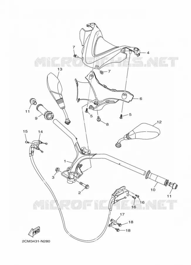 GUIDON ET CABLES Yamaha SCOOTER 125 2014 TRICITY  MW125TRICITY