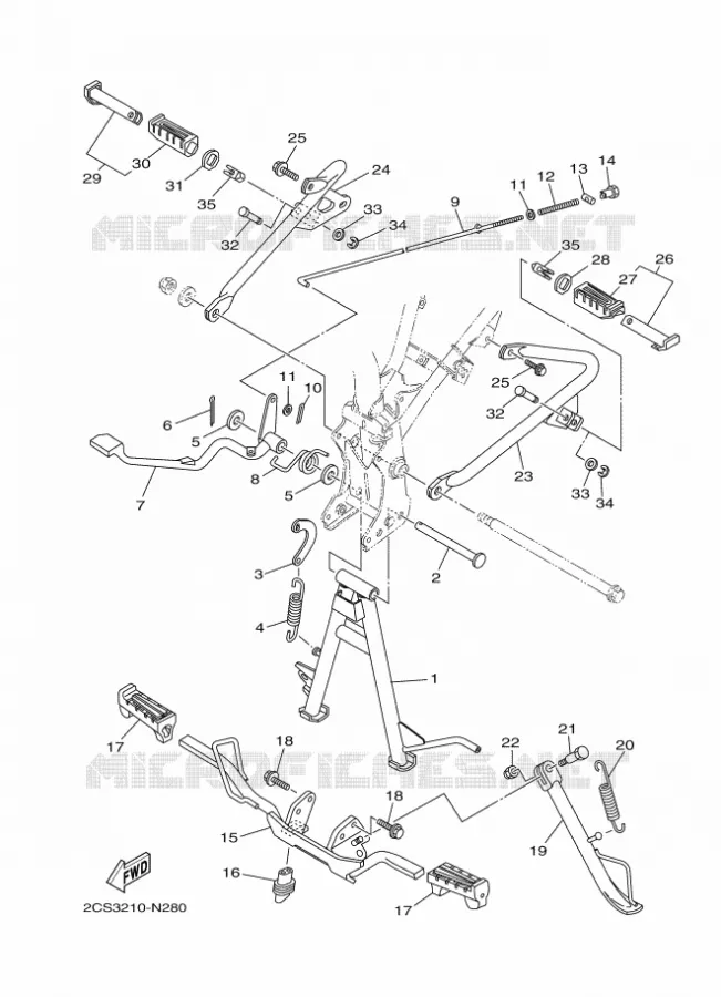 SUPPORT / REPOSE PIEDS Yamaha MOTO 125 2014 YB  YB125
