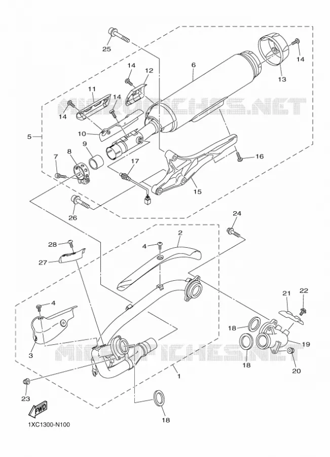 ECHAPPEMENT Yamaha MOTO 950 2014 BOLT  XVS950CUXV950R