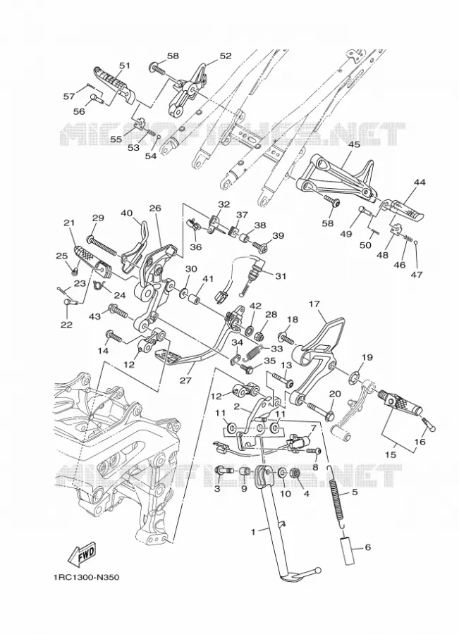 SUPPORT / REPOSE PIEDS Yamaha MOTO 850 2014 MT09 ABS  MT09A