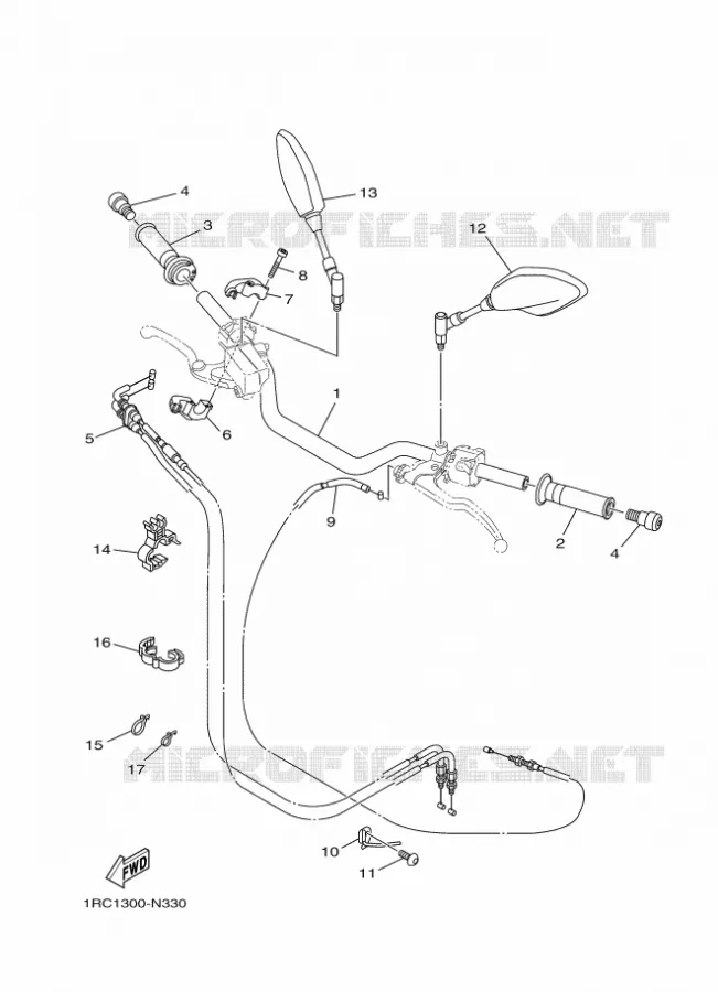 GUIDON ET CABLES Yamaha MOTO 850 2014 MT09 ABS  MT09A