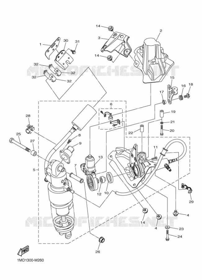 AMORTISSEUR ARRIERE Yamaha MOTO 1300 2014 FJR  FJR1300AE