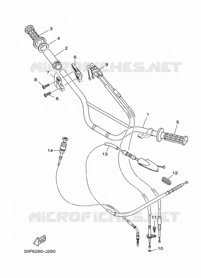 GUIDON ET CABLES Yamaha MOTO 125 2014 TTR BIG WHEELS  TT-R125LWE