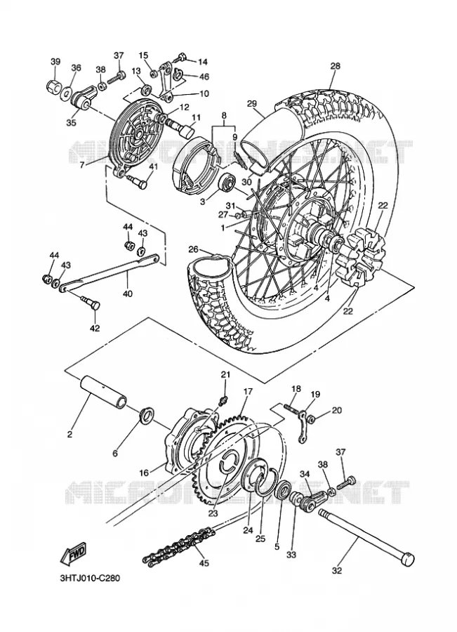 ROUE ARRIERE Yamaha MOTO 400 2014 SR  SR400