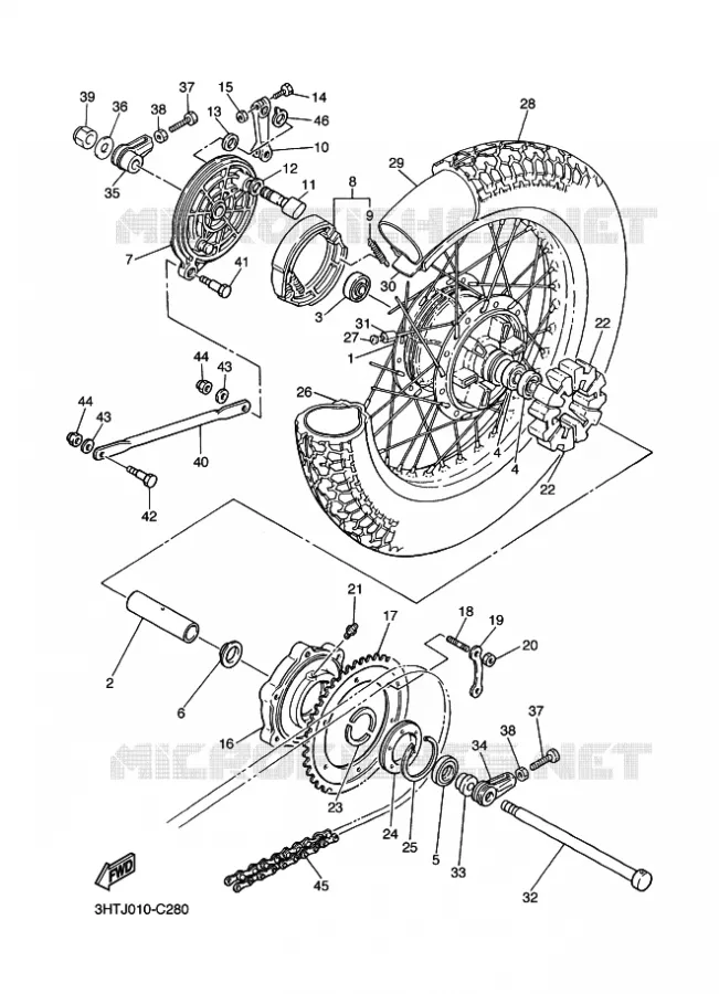ROUE ARRIERE Yamaha MOTO 400 2014 SR  SR400