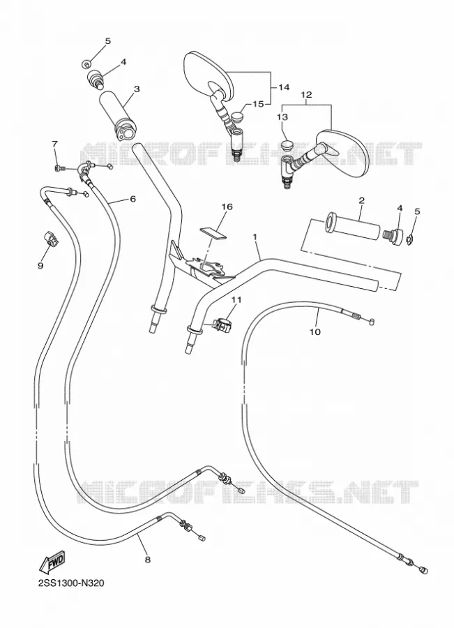 GUIDON ET CABLES Yamaha MOTO 1300 2014 XVS  XVS1300CU