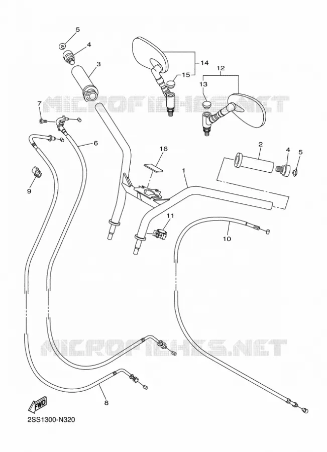 GUIDON ET CABLES Yamaha MOTO 1300 2014 XVS  XVS1300CU