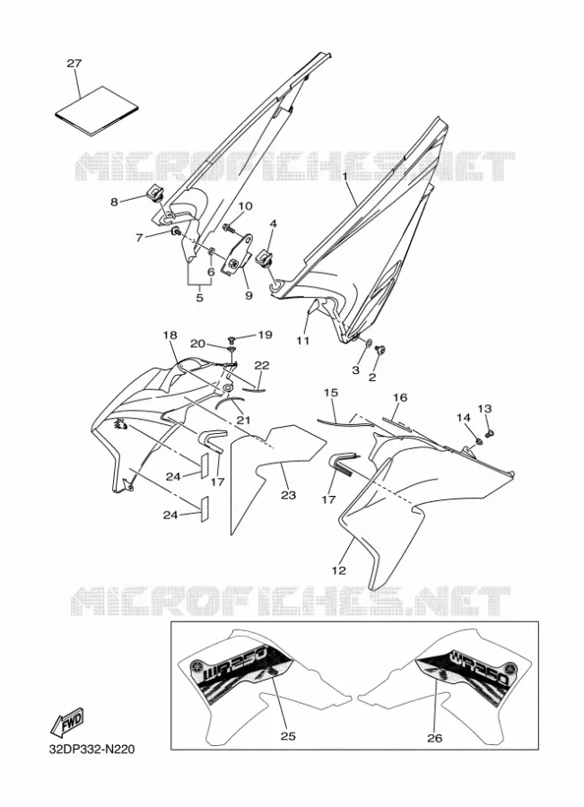 COUVERCLE LATERAL Yamaha MOTO 250 2014 WRX  WR250X