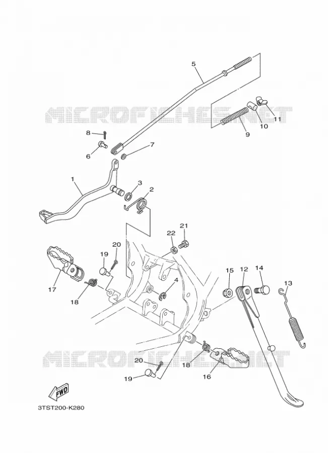 SUPPORT / REPOSE PIEDS Yamaha MOTO 175 2014 DT  DT175