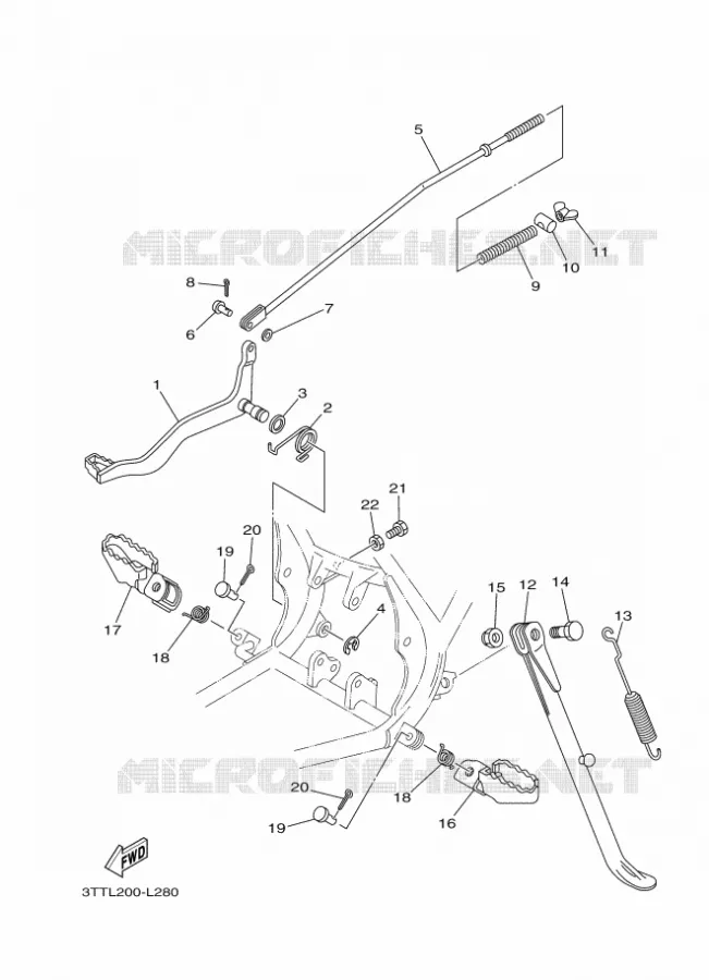 SUPPORT / REPOSE PIEDS Yamaha MOTO 125 2014 DT  DT125