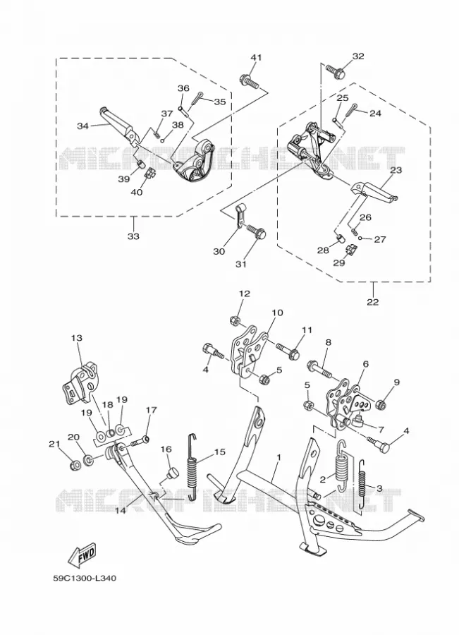 SUPPORT / REPOSE PIEDS Yamaha SCOOTER 530 2014 TMAX  XP500