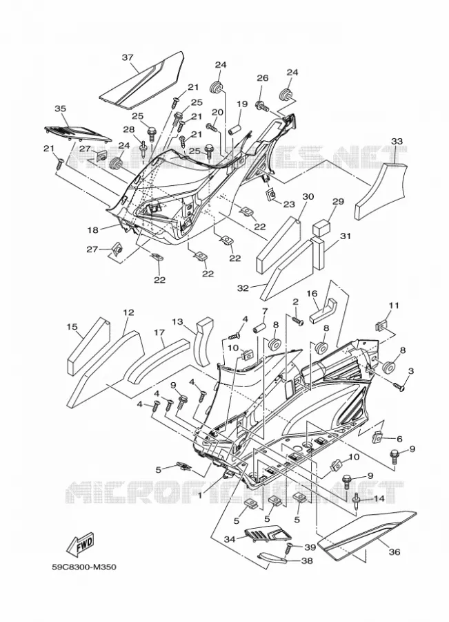 SUPPORT / REPOSE PIEDS 2 Yamaha SCOOTER 530 2014 TMAX  XP500