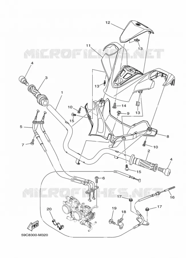 GUIDON ET CABLES Yamaha SCOOTER 530 2014 TMAX ABS  XP500A