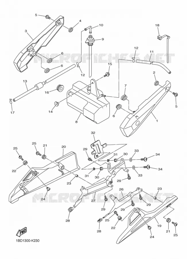 COUVERCLE LATERAL Yamaha MOTO 800 2014 FZ8 ABS  FZ8-NA