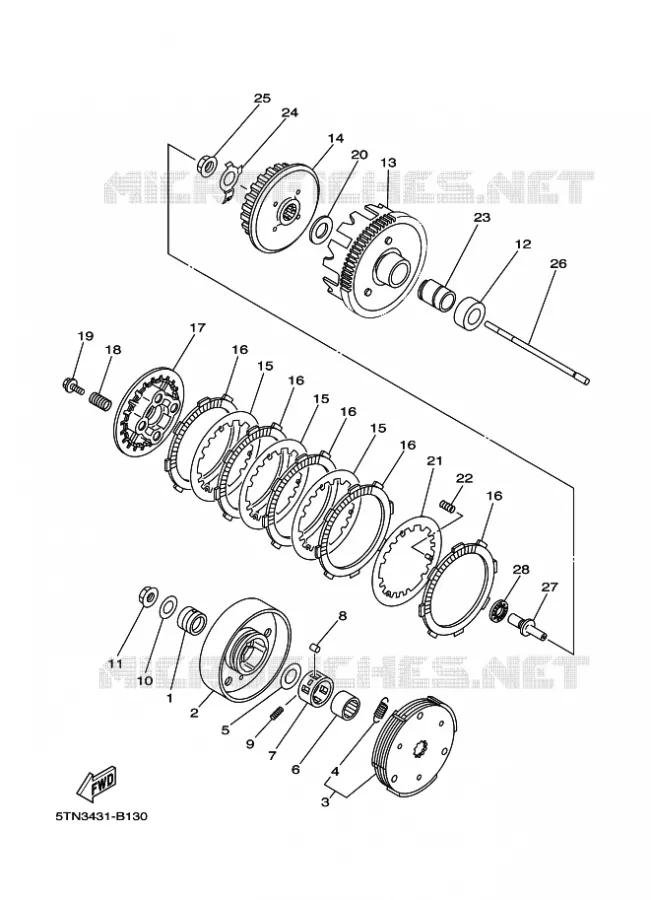EMBRAYAGE DE DEMARREUR Yamaha MOTO 110 2014 TTR  TT-R110E