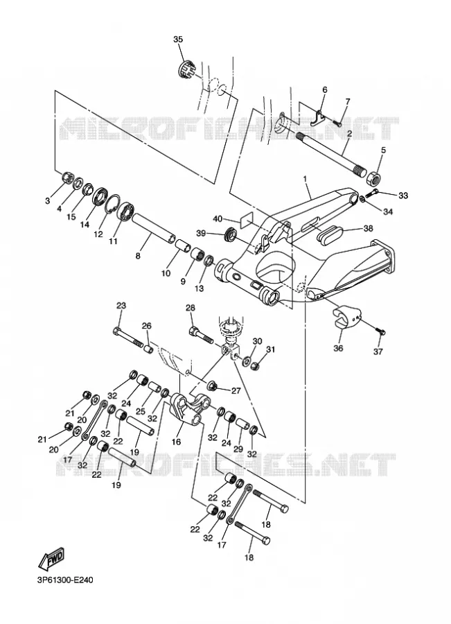BRAS ARRIERE Yamaha MOTO 1300 2015 FJR  FJR1300A