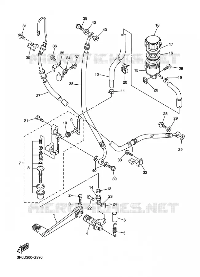 MAITRE CYLINDRE DE FREIN ARRIERE Yamaha MOTO 1300 2015 FJR  FJR1300A