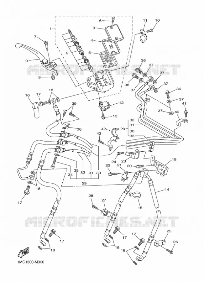 MAITRE CYLINDRE DE FREIN AVANT Yamaha MOTO 1300 2015 FJR  FJR1300A