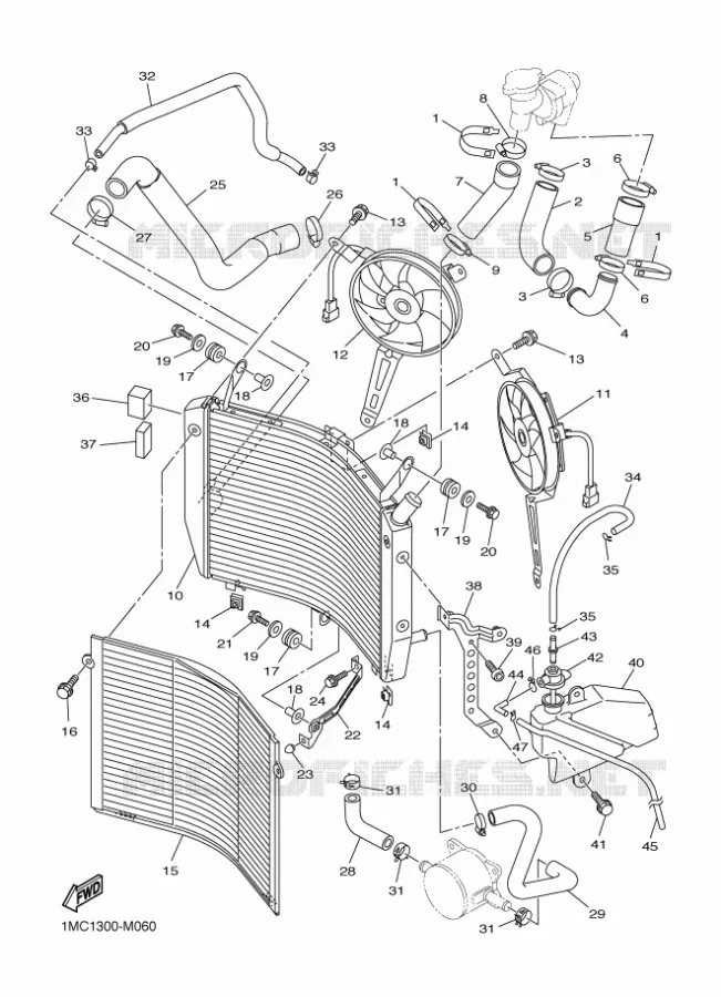 RADIATEUR / DURITES Yamaha MOTO 1300 2015 FJR  FJR1300AS