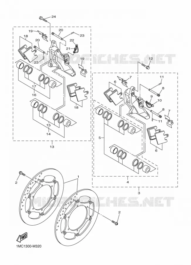 ETRIER DE FREIN AVANT Yamaha MOTO 1300 2015 FJR  FJR1300AS