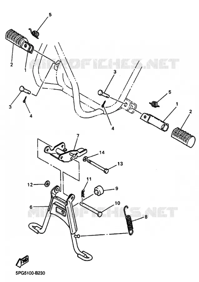 SUPPORT / REPOSE PIEDS Yamaha MOTO 50 2015 PW  PW50