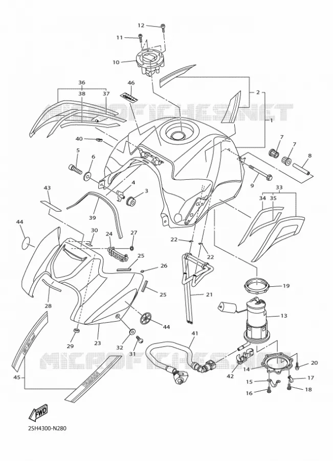 RESERVOIR A ESSENCE Yamaha MOTO 800 2015 FZ8  FZ8-NFZ8