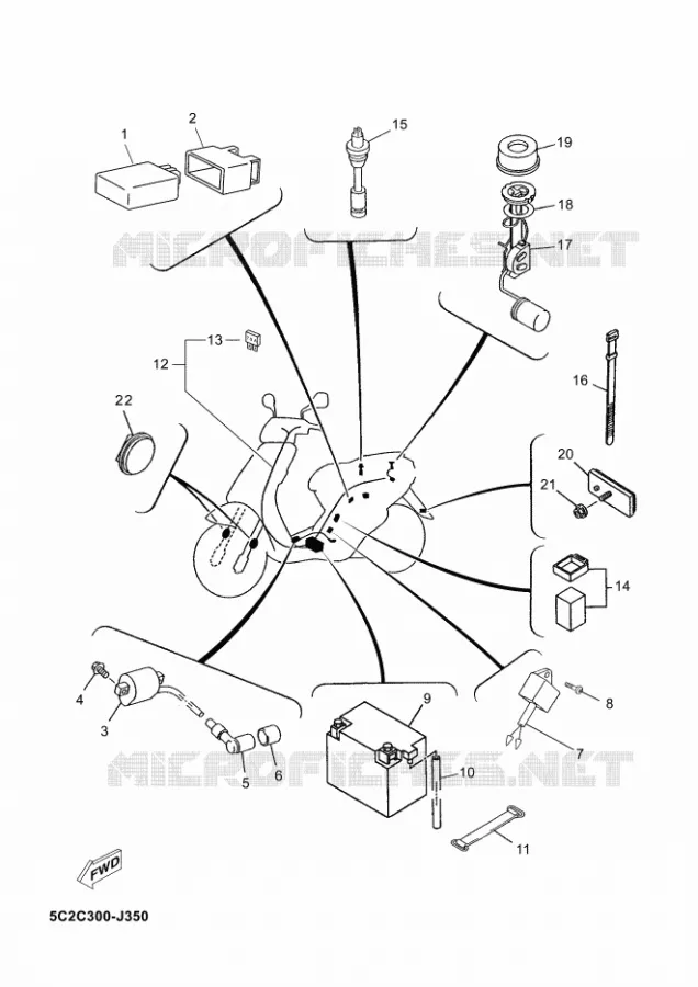 PARTIE ELECTRIQUE 2 Yamaha SCOOTER 50 2010 NEOS  YN50NEOS