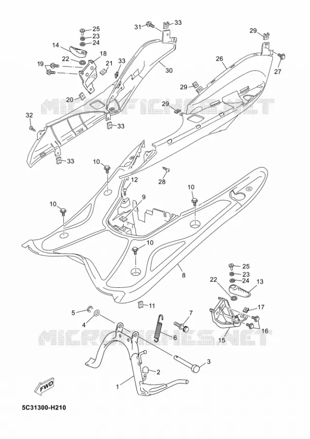 SUPPORT / REPOSE PIEDS Yamaha SCOOTER 50 2013 OVETTO 4T  YN50F