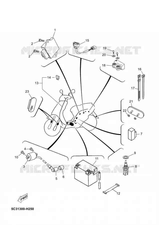PARTIE ELECTRIQUE 2 Yamaha SCOOTER 50 2010 NEOS 4T  YN50FNEOS 50 4ST