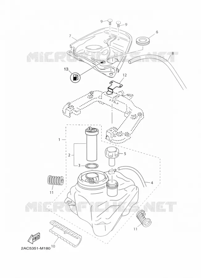 RESERVOIR A ESSENCE Yamaha SCOOTER 50 2015 NEOS LA POSTE  YN50FT