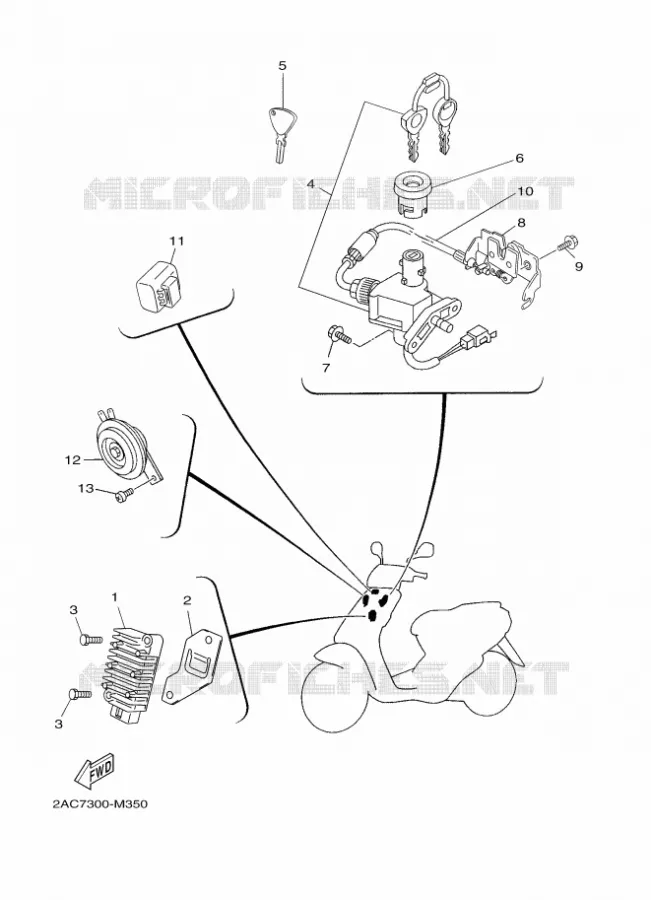 PARTIE ELECTRIQUE 1 Yamaha SCOOTER 50 2014 NEOS 4T UBS  YN50FU
