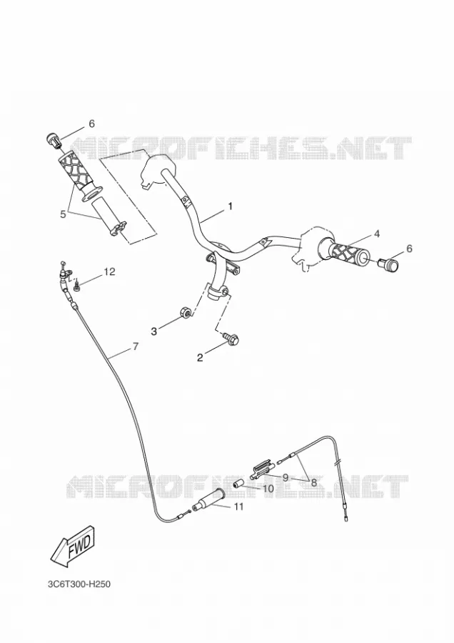 GUIDON ET CABLES Yamaha SCOOTER 50 2011 AEROX  YQ50