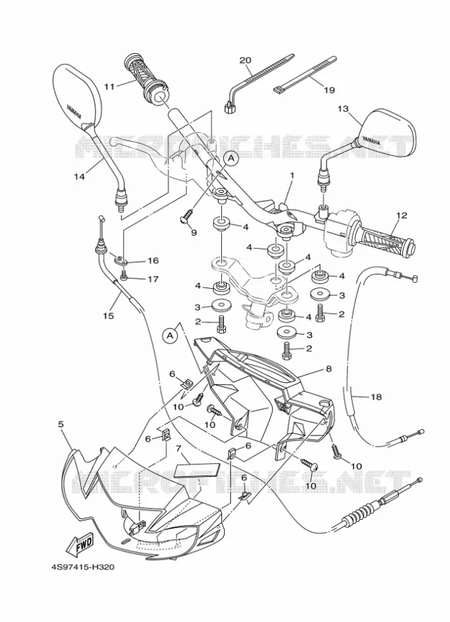 GUIDON ET CABLES Yamaha SCOOTER 110 2010 CRYPTON  T110C