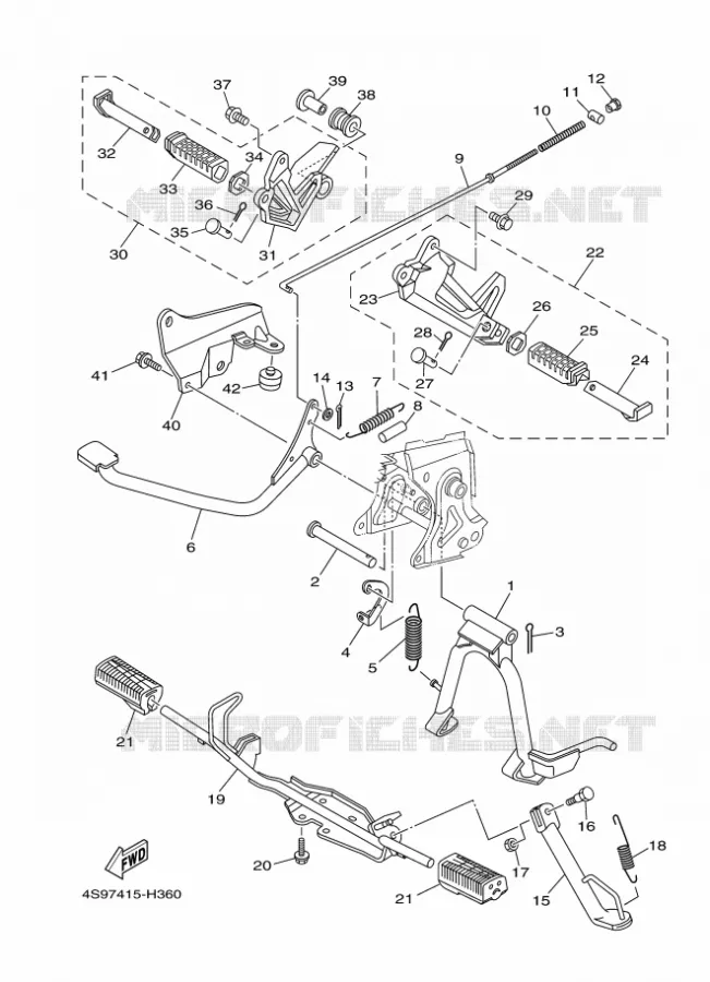 SUPPORT / REPOSE PIEDS Yamaha SCOOTER 110 2010 CRYPTON  T110C
