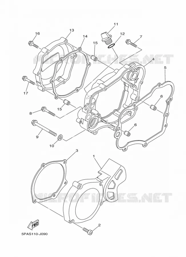 CARTER - MOTEUR 1 Yamaha MOTO 85 2015 YZ GRANDES ROUES  YZ85LW
