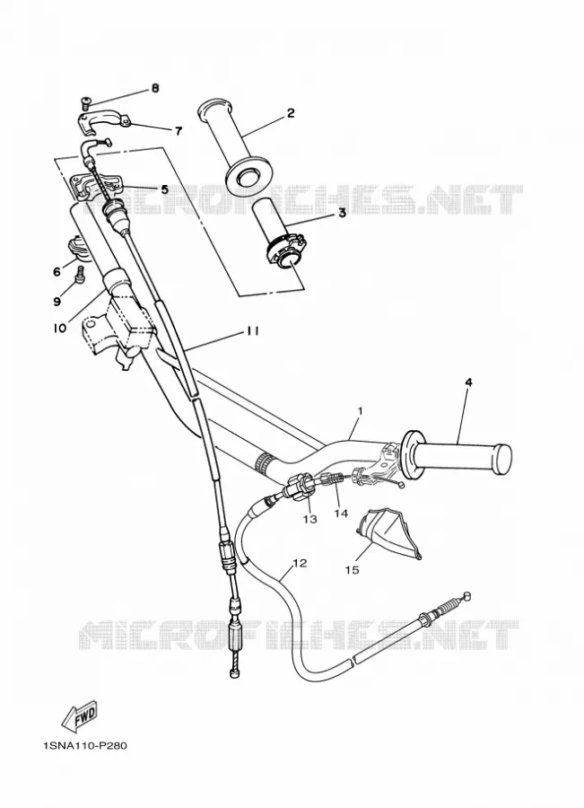 GUIDON ET CABLES Yamaha MOTO 85 2015 YZ GRANDES ROUES  YZ85LW