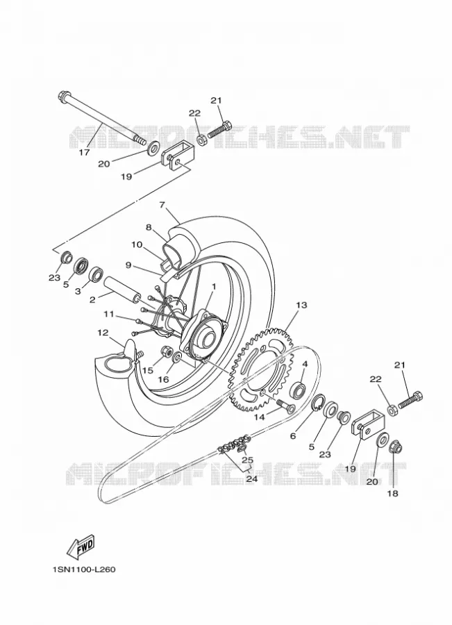 ROUE ARRIERE Yamaha MOTO 85 2015 YZ GRANDES ROUES  YZ85LW