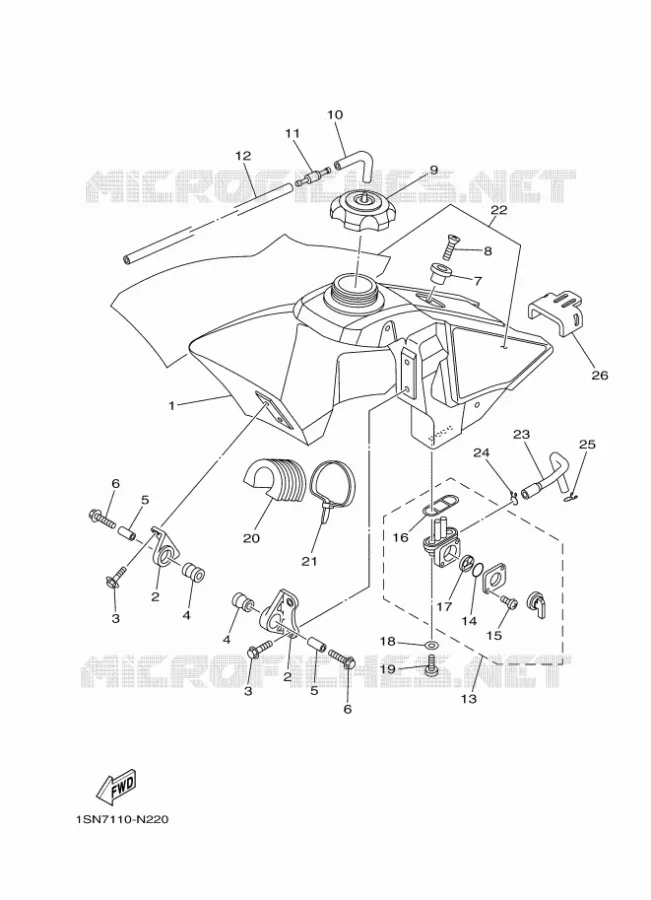 RESERVOIR A ESSENCE Yamaha MOTO 85 2014 YZ GRANDES ROUES  YZ85LW