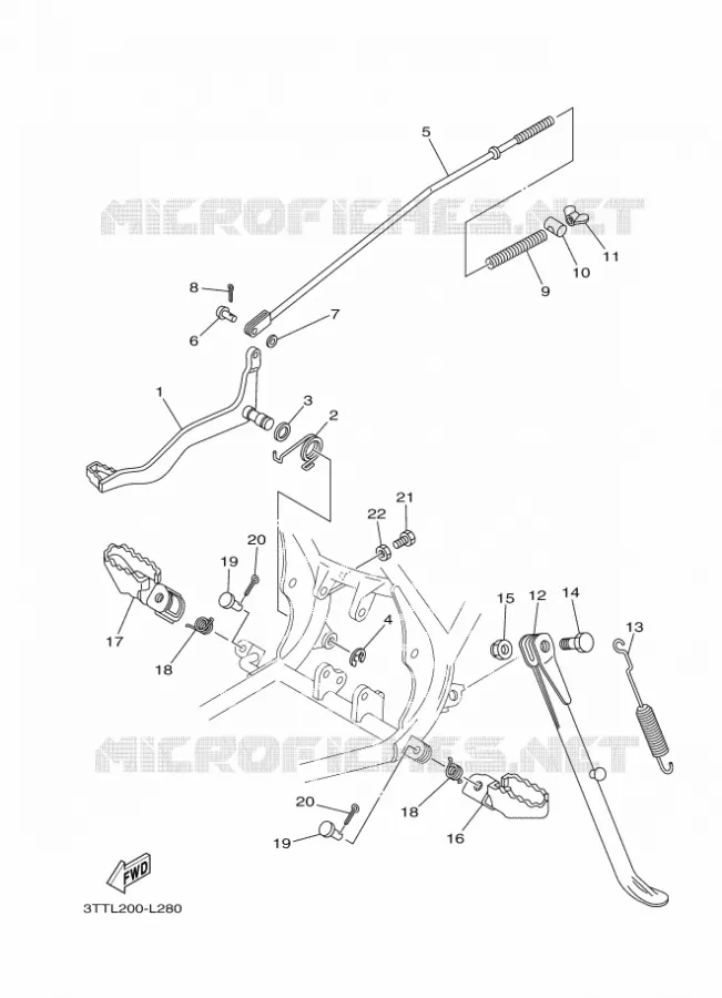 SUPPORT / REPOSE PIEDS Yamaha MOTO 125 2015 DT  DT125