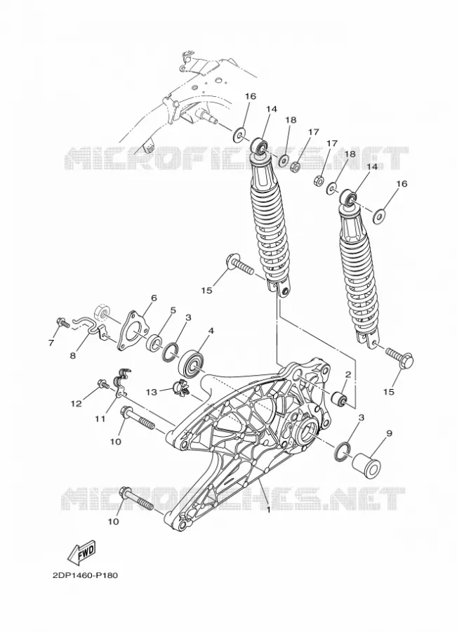 BRAS OSCILLANT / AMORTISSEUR Yamaha SCOOTER 125 2015 OCITO  GPD125-A
